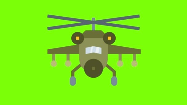 Illustration Helicopter Green Background — Stock Video