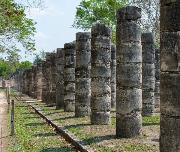 Kolommen Van Maya Oorsprong Archeologische Ruïnes Van Chichen Itza Yucatan — Stockfoto