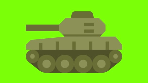 緑の背景に戦車のイラスト — ストック動画