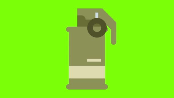 Illustration Grenade Green Background — Stock Video