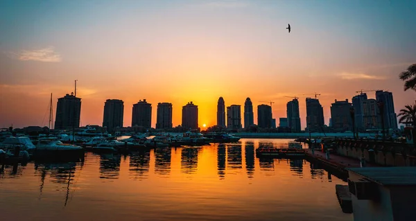 Doha Qatar Aug 2021 Een Close Van Een Prachtige Zonsondergang — Stockfoto