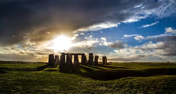Stonehenge Puesta Sol Invierno Cerca Del Solsticio Wiltshire —  Fotos de Stock
