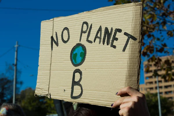 Melbourne Austrália Maio 2021 Manifestante Mudança Climática Segura Sinal Dizendo — Fotografia de Stock