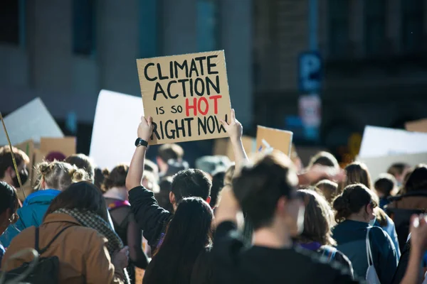 Melbourne Austrália Maio 2021 Manifestante Mudança Climática Afirma Que Ação — Fotografia de Stock