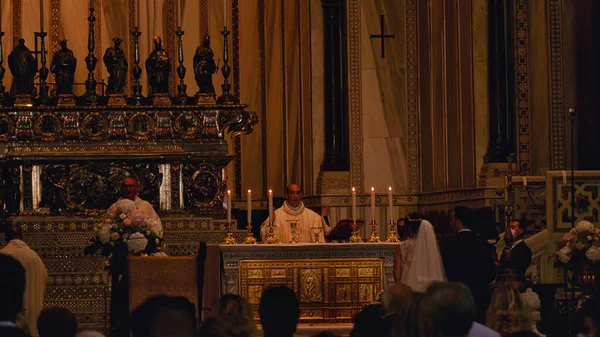 Palermo Italie Juil 2021 Vue Une Cérémonie Mariage Intérieur Cathédrale — Photo