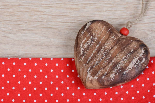 Heart Shaped Necklace Red Paper Brown Table Surface — Stock Photo, Image