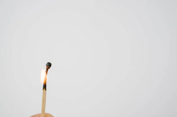 Closeup Shot Burning Match Isolated White Background — Stock Photo, Image