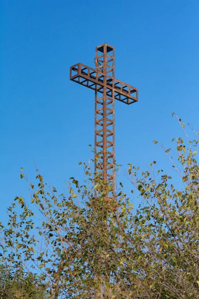 Pesaro Italie Avril 2021 Plan Vertical Vieille Croix Rustique Métal — Photo
