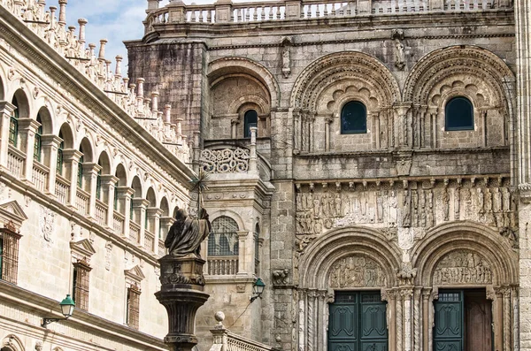 Detailní Záběr Dveře Stříbrných Kovářů Katedrály Santiago Compostela Španělsko — Stock fotografie