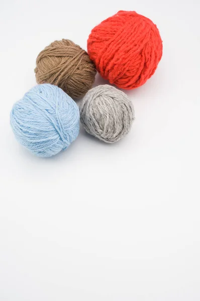 Vertical Shot Colorful Yarns White Background — Stock Photo, Image