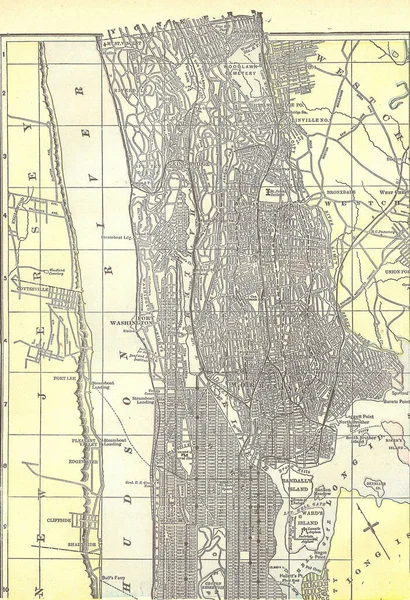 ブロンクスのAnvintage 1891地図 世界の古いアトラスからの著作権の外 — ストック写真