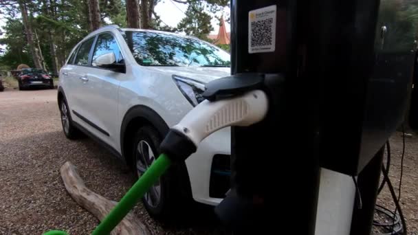 Electric Car Connected Charging Cable — Vídeo de stock