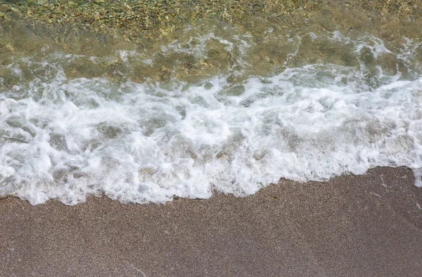 Les Vagues Sur Rivage Coucher Soleil — Photo