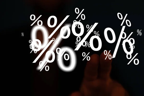 Ein Digitales Konzept Aus Rabatt Und Provision Prozent Zeichen Schweben — Stockfoto