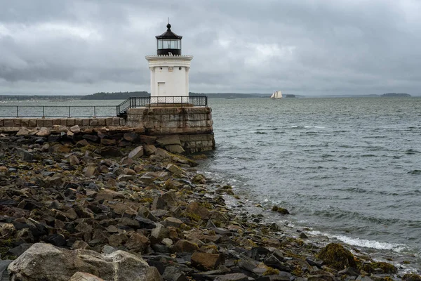 Portlandský Maják Bug Light Parku Ponurý Den — Stock fotografie