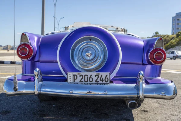 Habana Cuba Jan 2020 Närbild Bild Retro Stil Lila Bil — Stockfoto