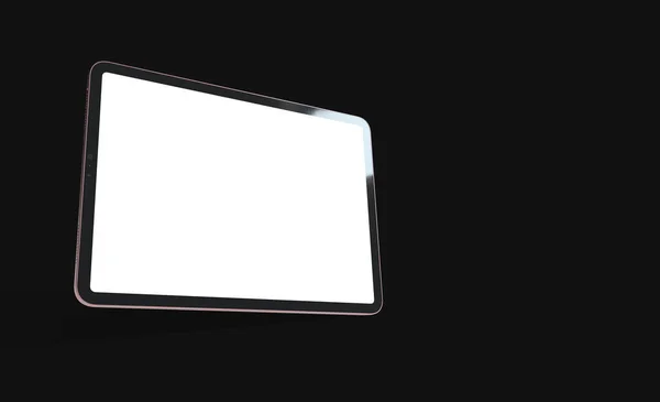 Ein Tablet Mit Einem Weißen Leeren Bildschirm Auf Schwarzem Hintergrund — Stockfoto