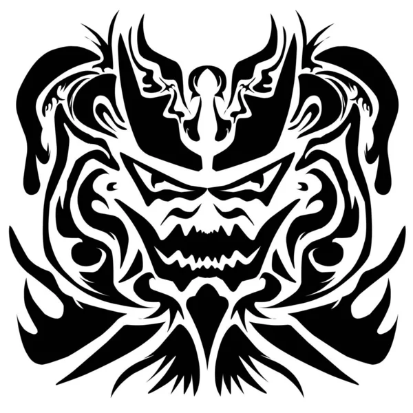 Czarny Daemon Jak Ornament Stworzenia Białym Tle Idealny Tatuażu — Zdjęcie stockowe