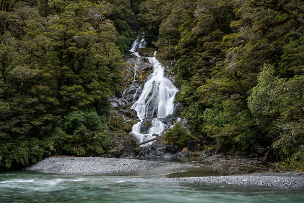 Fantail Falls Mount Aspiring National Park South Island Nieuw Zeeland — Stockfoto