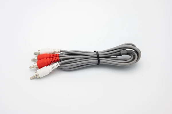Closeup Shot Fixed Tied Rca Connector Isolated White Background — Stock Photo, Image