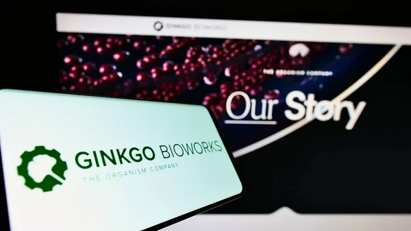 Stuttgart Germany Jun 2021 Cellphone Logo Biotechnology Company Ginkgo Bioworks — Stock Photo, Image