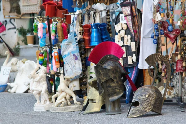 Butik Med Folkkonst Objekt Och Souvenirer Centrum Aten Grekland — Stockfoto