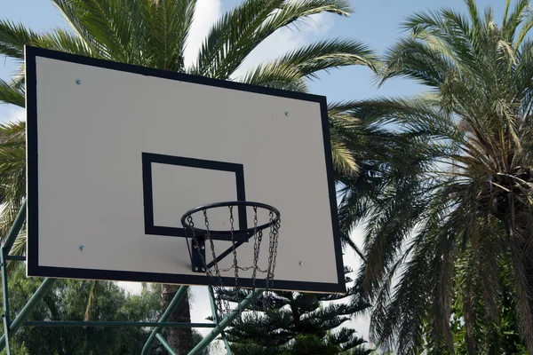 Basket Lekplats Med Palmer Bakgrunden — Stockfoto