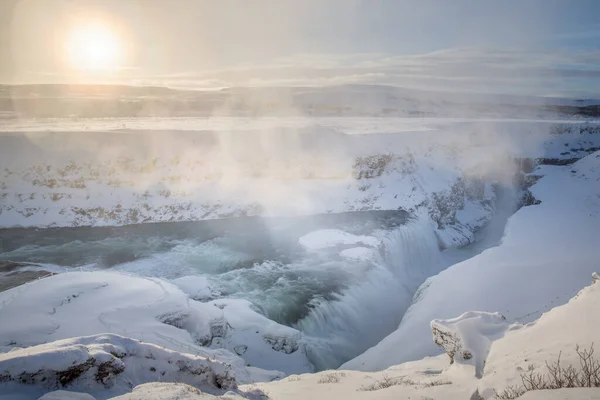 Una Vista Una Hermosa Islandia Gullfos — Foto de Stock