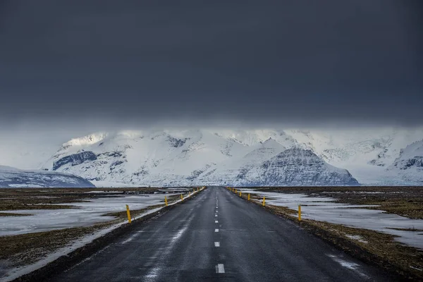 Condução Islândia Route Direção Geleira Vatnajokull Islândia — Fotografia de Stock