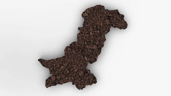 白い孤立した背景に土の表面で作られたパキスタンの地図 — ストック写真