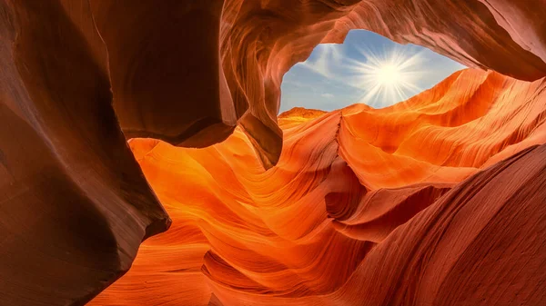 Een Prachtig Uitzicht Verbazingwekkende Zandstenen Formaties Beroemde Antelope Canyon Een — Stockfoto