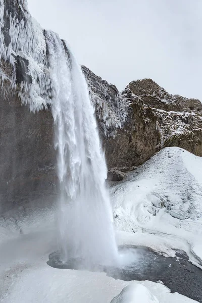 Uma Foto Vertical Cachoeira Seljalandsfoss Islândia — Fotografia de Stock