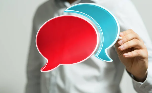 Illustration Empty Speech Bubbles Being Drawn Man Feedback Communication Concept — Stock Photo, Image