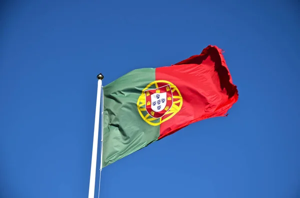 Una Bandeira Portoghese Vento Portogallo Fine Dell Europa — Foto Stock