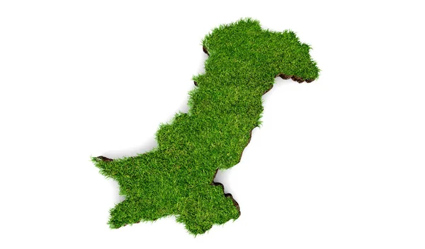 白い孤立した背景に緑の芝生の表面で作られたパキスタンの地図 — ストック写真