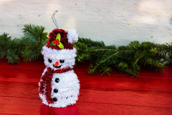 Gros Plan Une Petite Décoration Bonhomme Neige — Photo