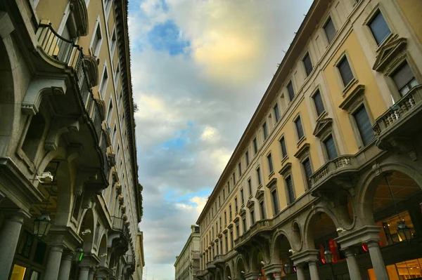 Ókori Belvárosi Barokk Stílusú Épületek Torino Olaszország — Stock Fotó