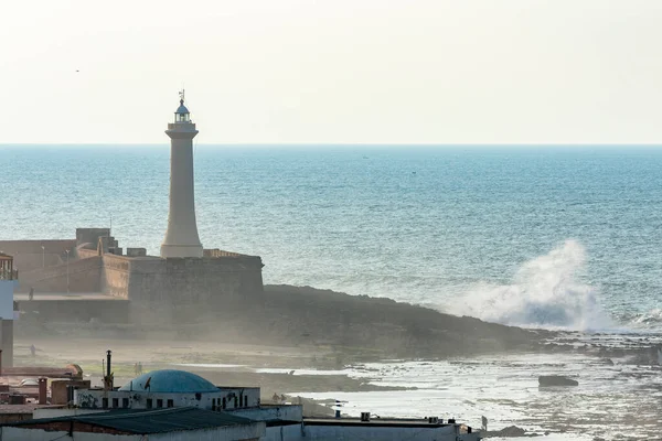 Rabat Fas Taki Deniz Fenerinin Güneşli Manzarası — Stok fotoğraf