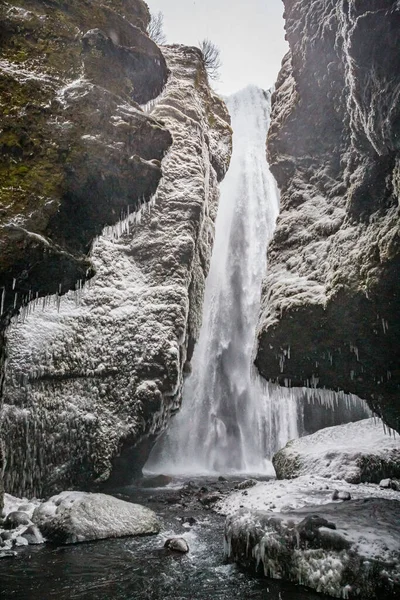 Disparo Vertical Cascada Gljufrabui Islandia — Foto de Stock