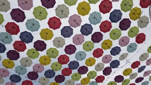 Abstract Colorful Background Bright Umbrellas Copy Space — Stock Video