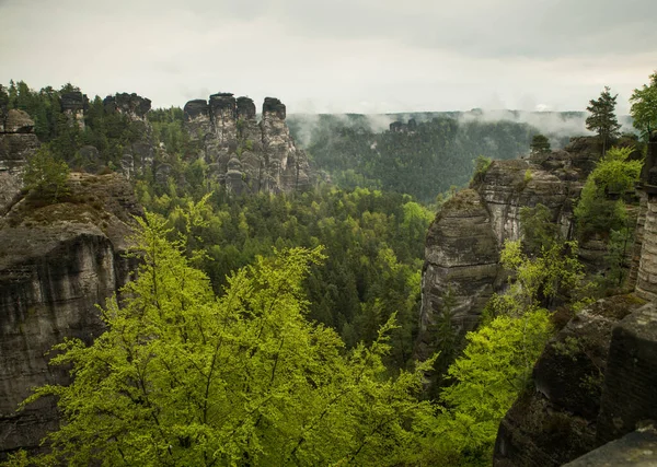 Elbsandstein Perto Dresen Bastei Nas Montanhas Arenito Elba Suíça Saxão — Fotografia de Stock