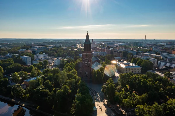 Luftaufnahme Der Kathedrale Von Turku Sonniger Sommermorgen Finnland — Stockfoto