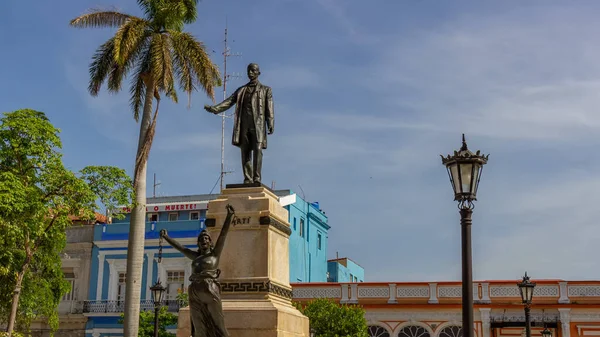 Matanzas Cuba Ago 2021 Praça Central Com Estátua Bronze José — Fotografia de Stock