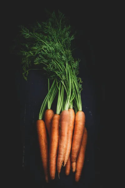 Top View Fresh Carrots Wooden Surface — Stock Photo, Image