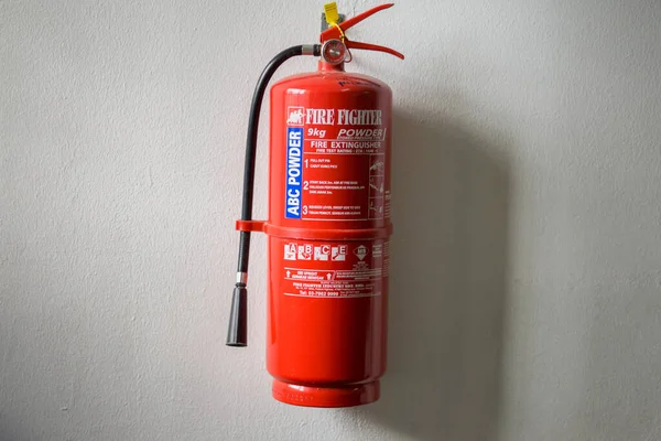 Kuala Lumpur Malaysia Aug 2021 Closeup Shot Red Fire Extinguisher — стокове фото