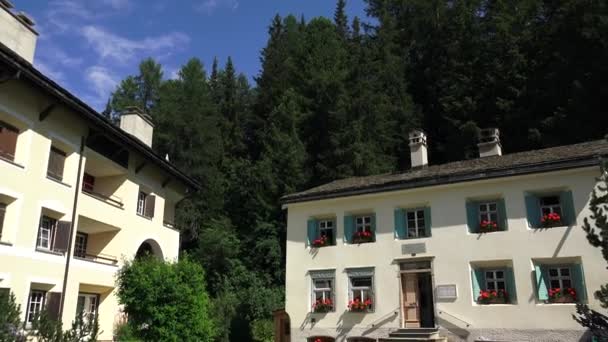 弗里德里希 尼采在山林中房子的风景画 — 图库视频影像