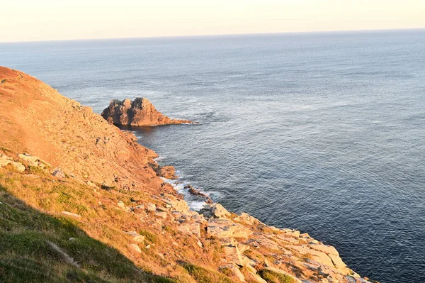 Закат Пейзажей Скалами Море Бретань Франция — стоковое фото