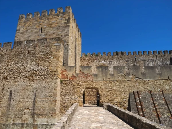 Piękne Zdjęcie Słynnego Zamku Sao Jorge Lizbonie Portugalia — Zdjęcie stockowe