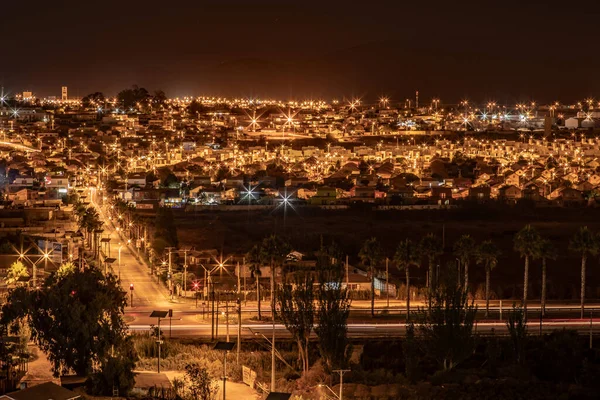 Μια Όμορφη Πόλη Νύχτα Φωτισμένα Φώτα Serena Χιλή — Φωτογραφία Αρχείου