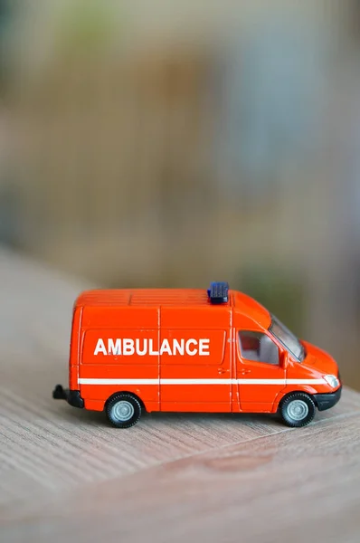 Poznan Poland Sep 2016 Vertical Shot Red Siku Ambulance Model — Stock Photo, Image